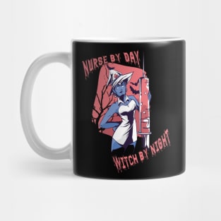 Nurse By Day Witch By Night Funny Halloween Nurse Mug